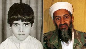 Usáma bin Ládin jako mladý hoch a ve středních letech