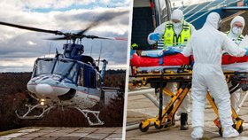 Policejní vrtulník přepravil 48 vážně nemocných covid pacientů: Vrtulník byl jako lůžko na ARO.
