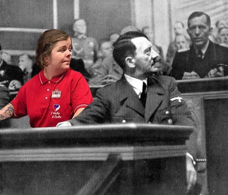 Důležité nacistické obchodní konference se po boku Adolfa Hitlera zúčastnila i jeho oddaná asistentka Miriam, dělali si lidé legraci.