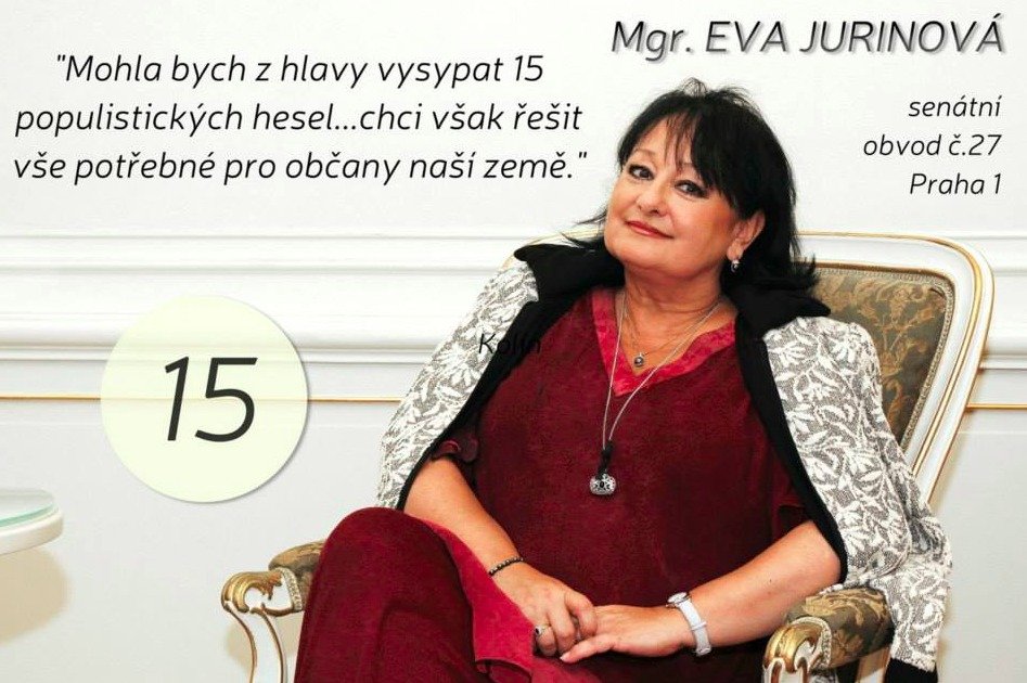 Eva Jurinová se snaží dostat za Republiku do Senátu