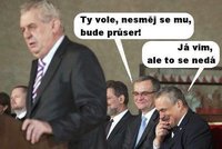 Nejsdílenější fotka internetu ze Zemanovy inaugurace: Smějící se Karel a Mirek. A další!