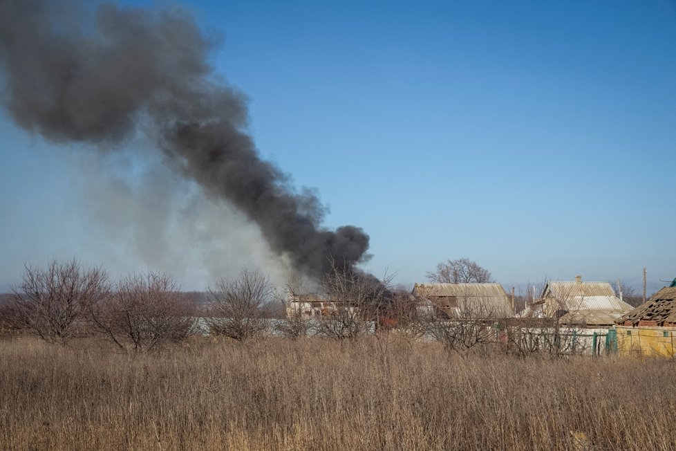 Vuhledar, Doněcká oblast: Dům zasažený ruským bombardováním (27. 1. 2023).