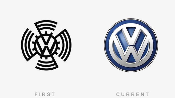 Zkratka VW, ozubené kolo a svastiková křídla. První brouk přece vznikal za Hitlerovy vlády a aktivního zájmu.