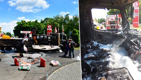 Výbuch nákladního auta v Dobřichovicích: Posádka byla naštěstí mimo vůz!