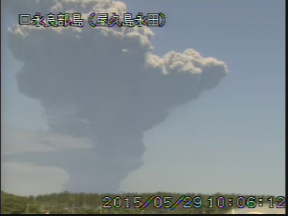 Výbuch sopky Šintake v Japonsku