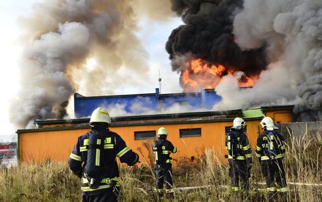 Hasiči bojovali s plameny i dýmem, který stoupal půl kilometru vysoko.