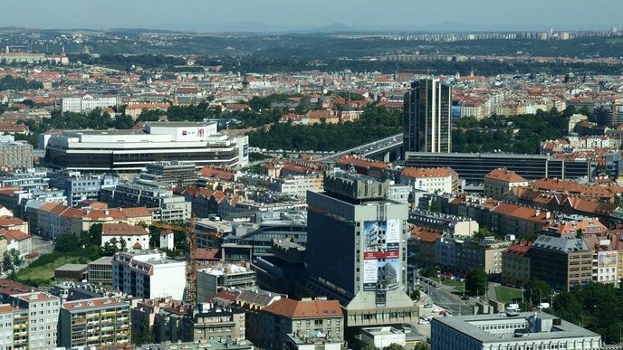 Výhled z nejvyšší budovy v Česku, City Tower v Praze na Pankráci