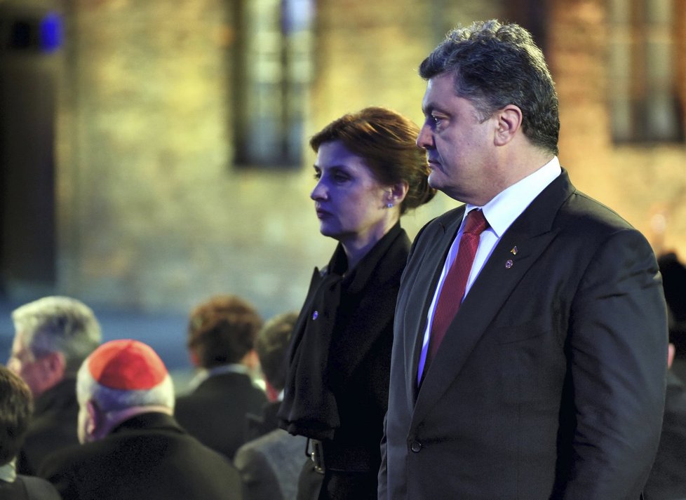 70. výročí osvobození Osvětimi: ukrajinský prezident Porošenko s manželkou