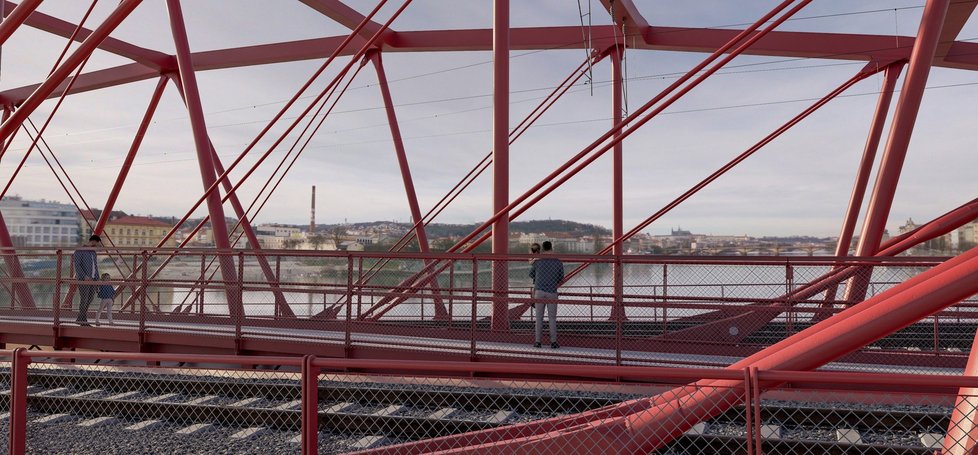 Návrh, na němž se podílel pražský IPR, skončil na druhém místě. Ctil původní podobu železničního mostu pod Vyšehradem, materiál i barvu. 