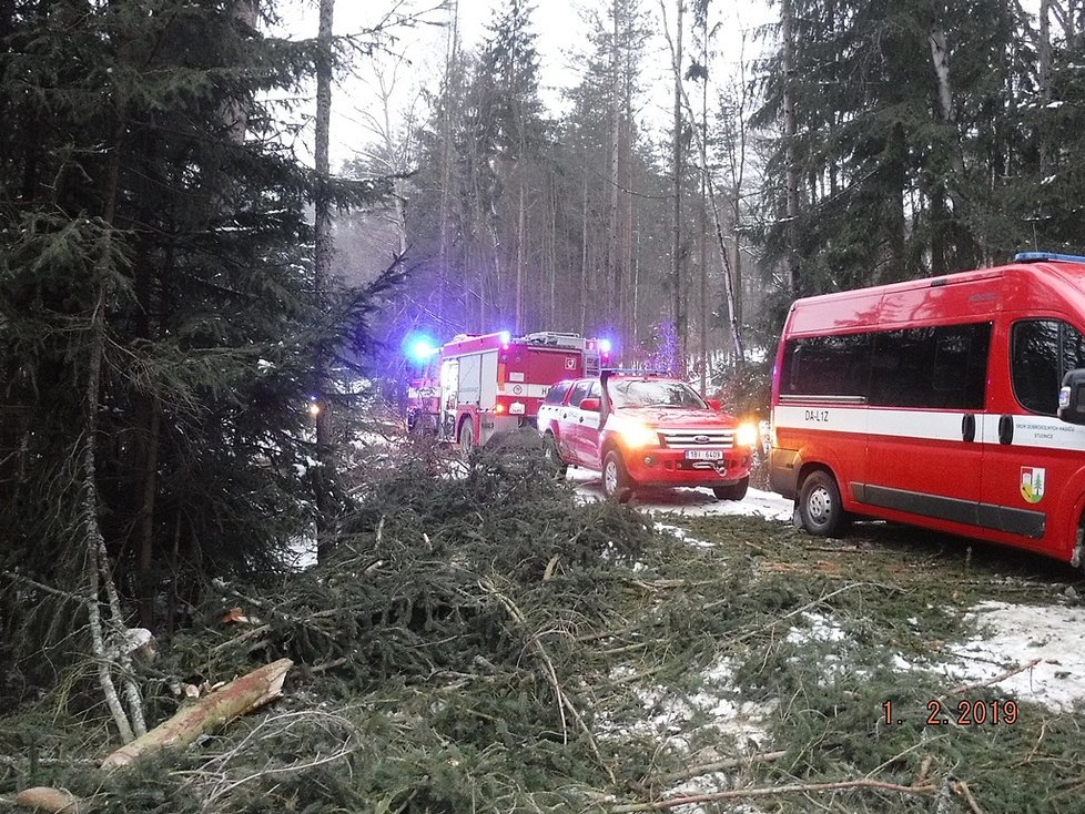 Místo tragédie - dne 1. února 2019 se z lesní lanovky uvolnil kmen stromu, který spadl na dva dělníky, jeden zemřel, druhý utrpěl zranění.