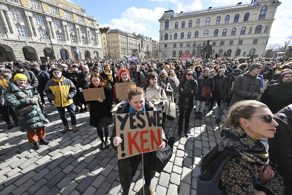 Protest vysokoškolských učitelů proti nízkým mzdám (28.3.2023)