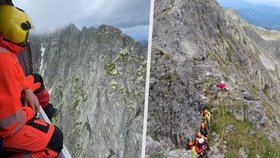 Dvojici českých horolezkyň museli v letecky evakuovat slovenští horští záchranáři ve Vysokých Tatrách. (21.7.2023)