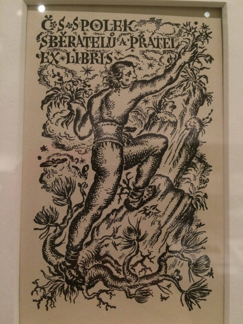 Ex libris Karla Svolinského, které v roce 1922 pořídil za 1 000 Kčs pro Čs. spolek sběratelů a přátel ex libris.