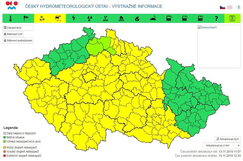 Výstraha před sněhem a námrazou