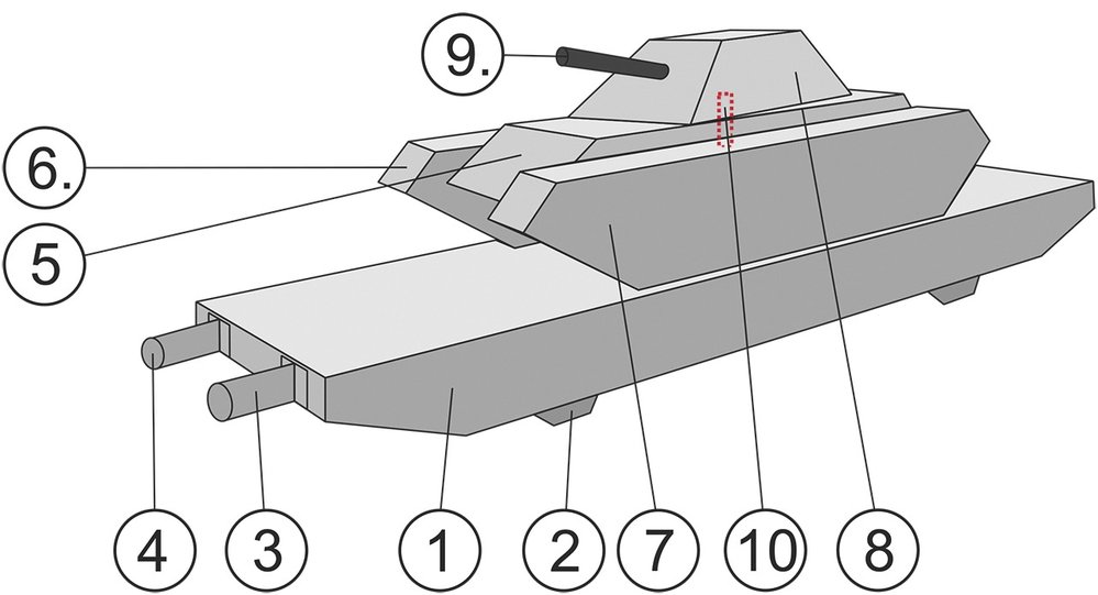 Vystřihovánka plošinového vozu s tankem: Návod na slepení