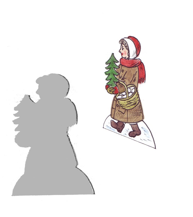Šablonu figurky z vánočního betlému podepřete špejlí