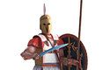Vystřihovánka starořeckého bojovníka hoplita z městského státu Sparta, který se vyznamenal v Bitvě u Thermopyl