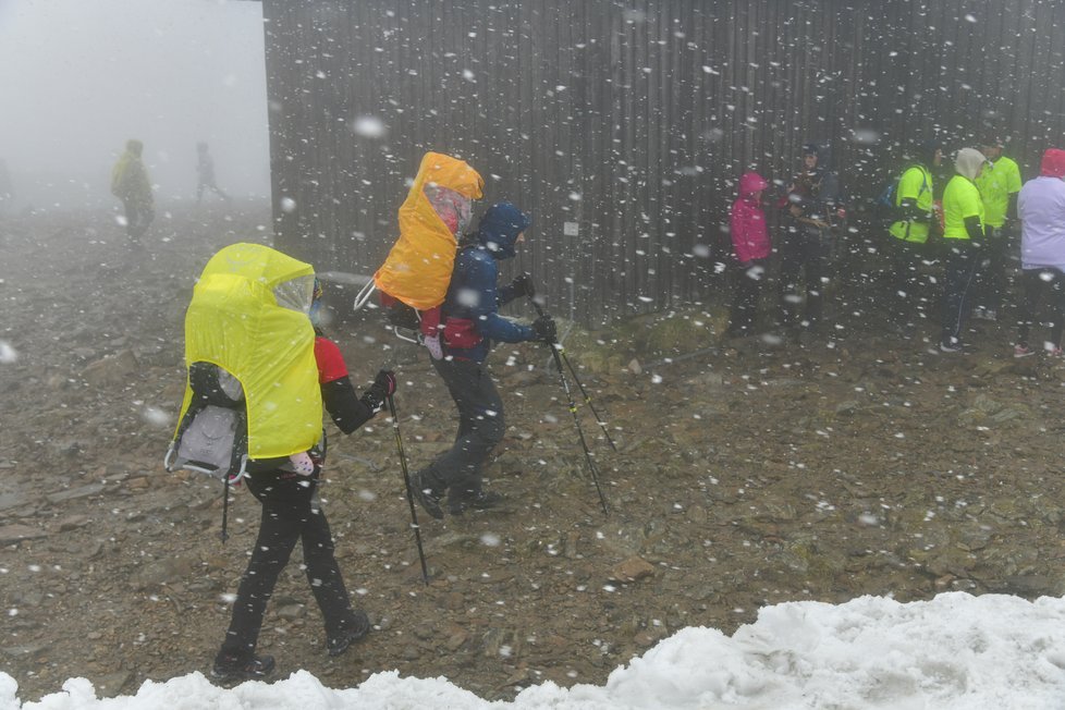 Charitativní výstup na Sněžku proběhl ve sněhové vánici. Na pomoc předčasně narozeným trojčátkům se vybralo 1,3 milionu korun.