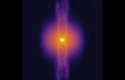Rotující plynové jádro se zhroutí a vytvoří centrální hvězdu, která nasává plyn z disku a vystřeluje jety.