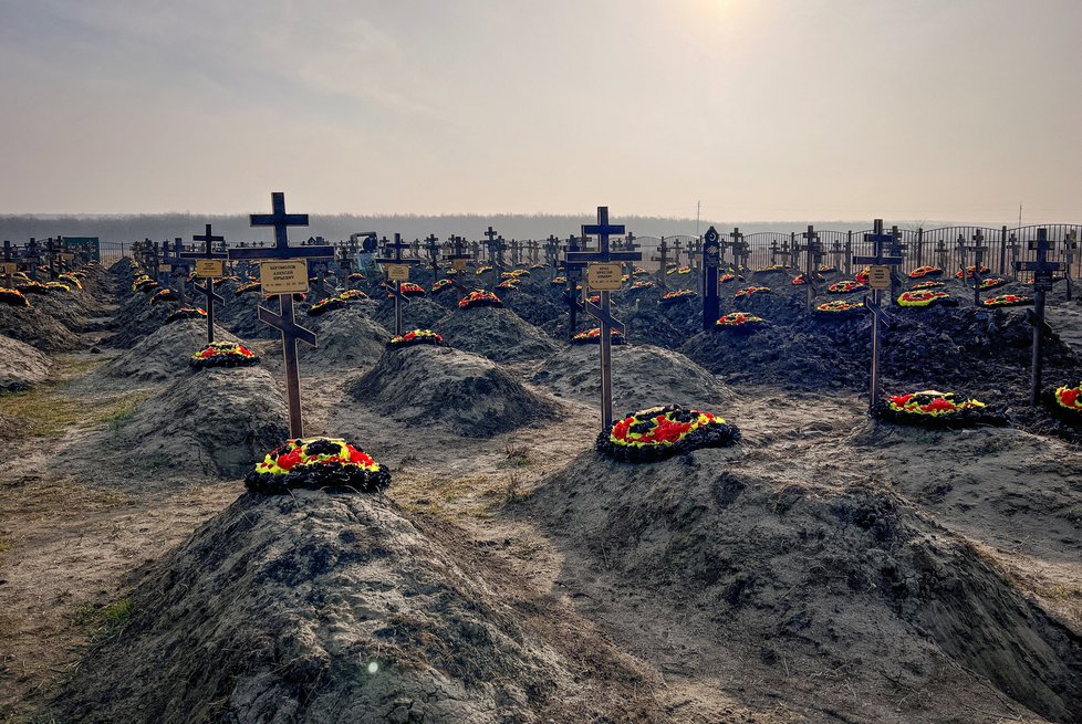 Hroby zabitých Wagnerovců v ruském Krasnodarském regionu