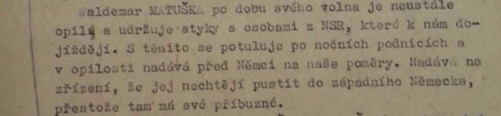 Zprávy StB o Matuškovi: Západní Němci