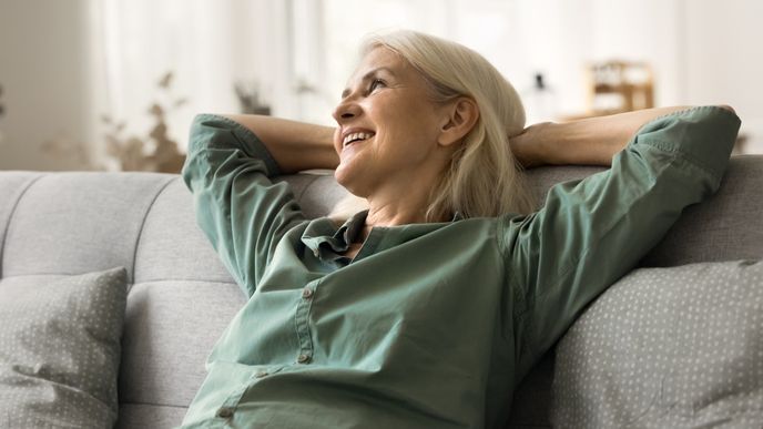Happy blonde senior woman Happy blonde senior woman