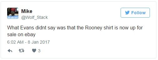 Podle fanoušků teď můžete dres Rooneyho najít na eBay