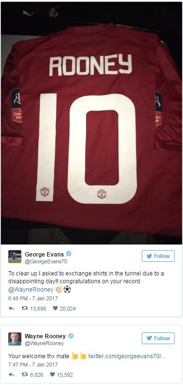 George Evans nakonec všechno vysvětlil a s Rooneym si dres vyměnil