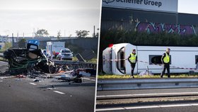 Dopravní nehoda školního autobusu s dodávkou v Nizozemsku