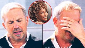 Costner v pořadu mluvil o tom, jak chtěl Whitney podpořit svými dopisy a v zápětí se před kamerami rozplakal