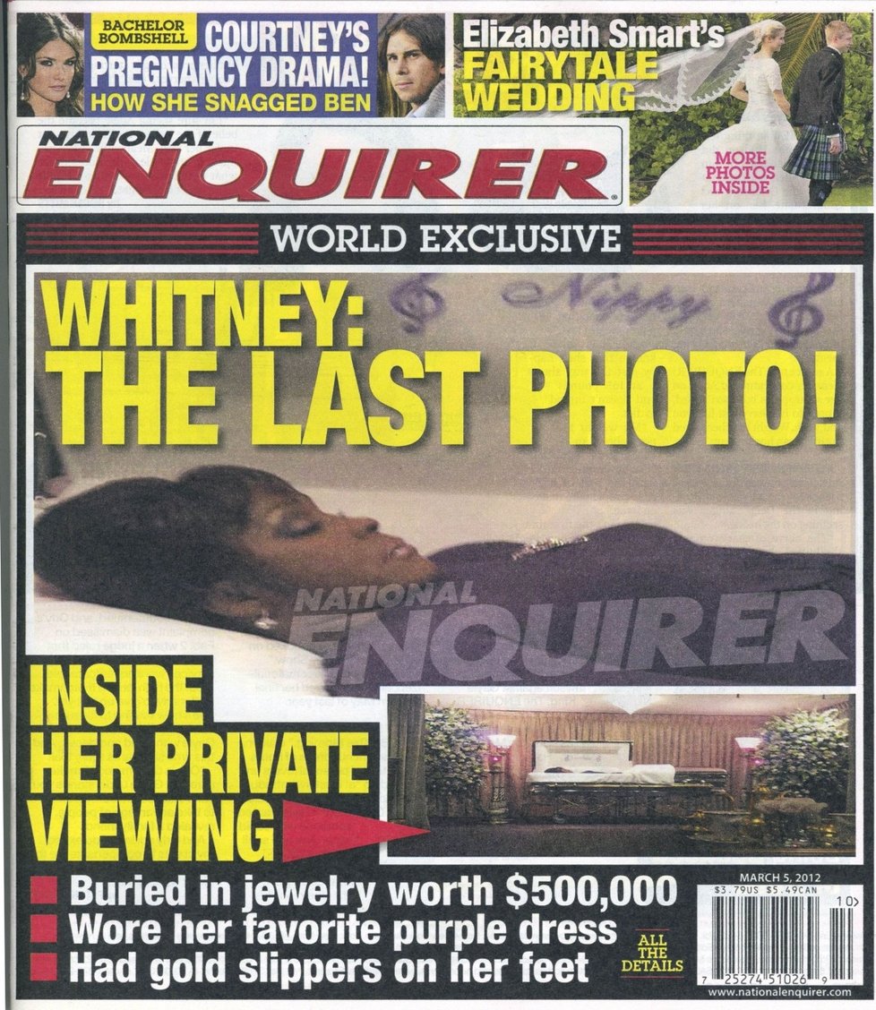 Whitney Houston ležící v rakvi