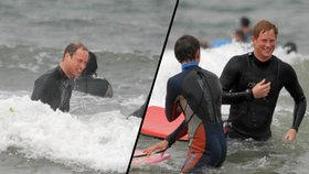 William a Harry ve vlnách: Princové dováděli jako malí kluci