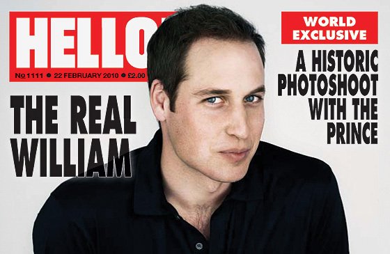 Princ William na obálce únorového vydání časopisu Hello.