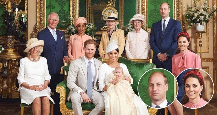 Kyselý William a úšklebek Kate: Co prozradila fotka ze křtin Archieho o švagrové Meghan?