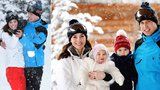 Andílci na sněhu: Nové fotky Kate, Williama a jejich malých Charlotte a George