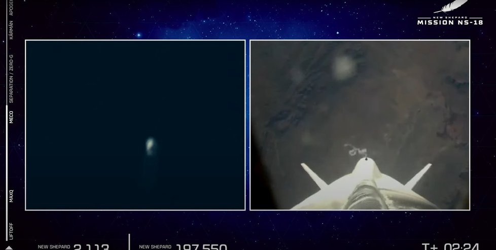 Záběry z letu Williama Shatnera do vesmíru a následného přistání na Zemi.