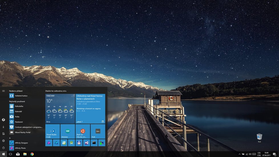 Tohle je již nabídka start z Windows 10.