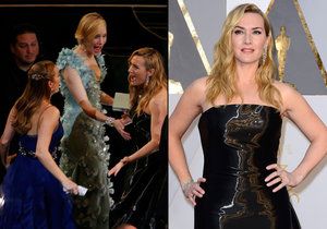 Je Kate Winslet zase těhotná? Na Oscarech jí totiž kamarádka Cate Blanchett sahala na břicho.