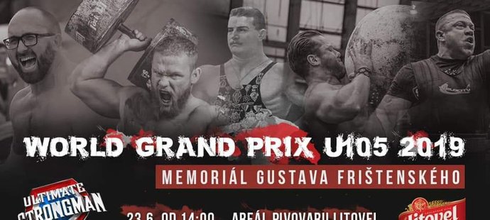 Závod WORLD GRAND PRIX U105 se koná v neděli 23.6. v Litovli. Diváci se mohou těšit na světové špičky ve strogmanském sportu. Vstupné je zdarma.