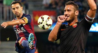 Tohle že jsou důchodci? Totti a Xavi pokořili v Lize mistrů rekordy