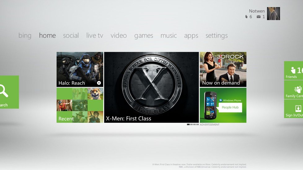 Nové uživatelské prostředí Xbox Live