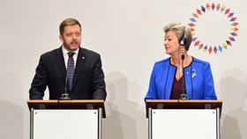 Vicepremiér Vít Rakušan a eurokomisařka Ylva Johanssonová (24.10.2022)