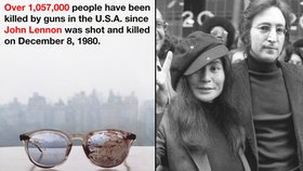Manželka člena legendární skupiny Beatles Yoko Ono zveřejnila jeho zakrvácené brýle.