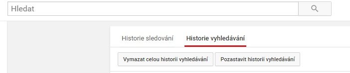 Historie sledování a vyhledávání je dostupná i na YouTube.