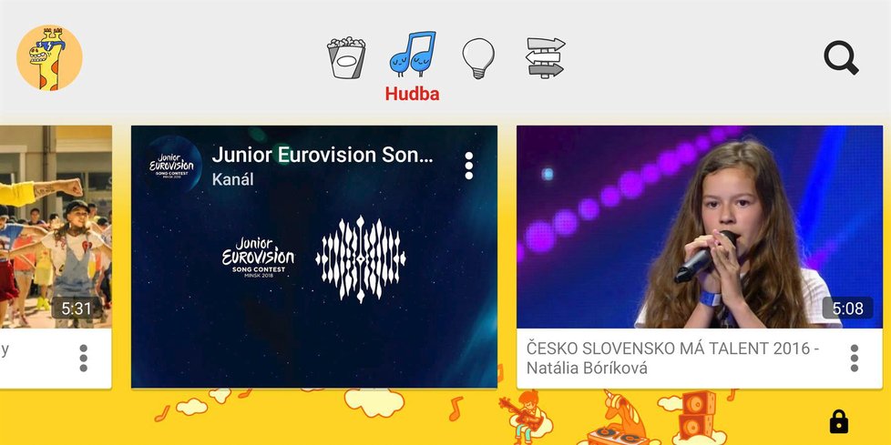  Na YouTube Kids je také vybraná hudba.