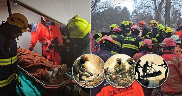 Hasiči ukázali, jak zachraňovali jeskyňáře v Moravském krasu. Odstřelovali skálu a pak ho táhli pozdemím. Mimořádná záchranná akce trvala 21 hodin. (11. 1. 2026)
