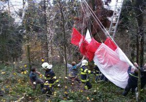 Záchrana paraglidisty v Milenově na Přerovsku