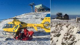 Mozková mrtvice na vrcholu Sněžky: Seniorce zachránil život vrtulník
