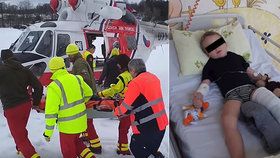 Dramatická záchrana Matyáška (4) po pádu z lyží: Tatínek poděkoval záchranářům a vše natočil.