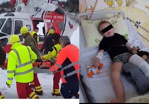 Dramatická záchrana Matyáška (4) po pádu z lyží: Tatínek poděkoval záchranářům a vše natočil.